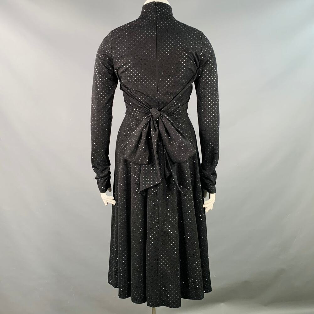 MARC JACOBS RUNWAY 10 Black Silver Dots Long Sleeve High Neck Bow A-Line Dress View 4